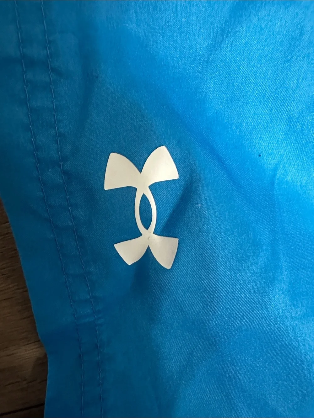 Under Armour size youth large Blue and Orange Boys Swim Shorts EUC